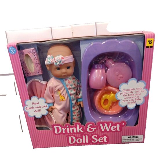 Drink And Wet Baby (New With Tag) Complete with Potty Tub & More Bath Time Items - Picture 7 of 7